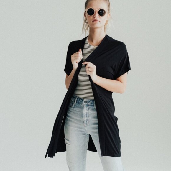 Carly Jean Los Angeles Tops - CJLA striped kimono